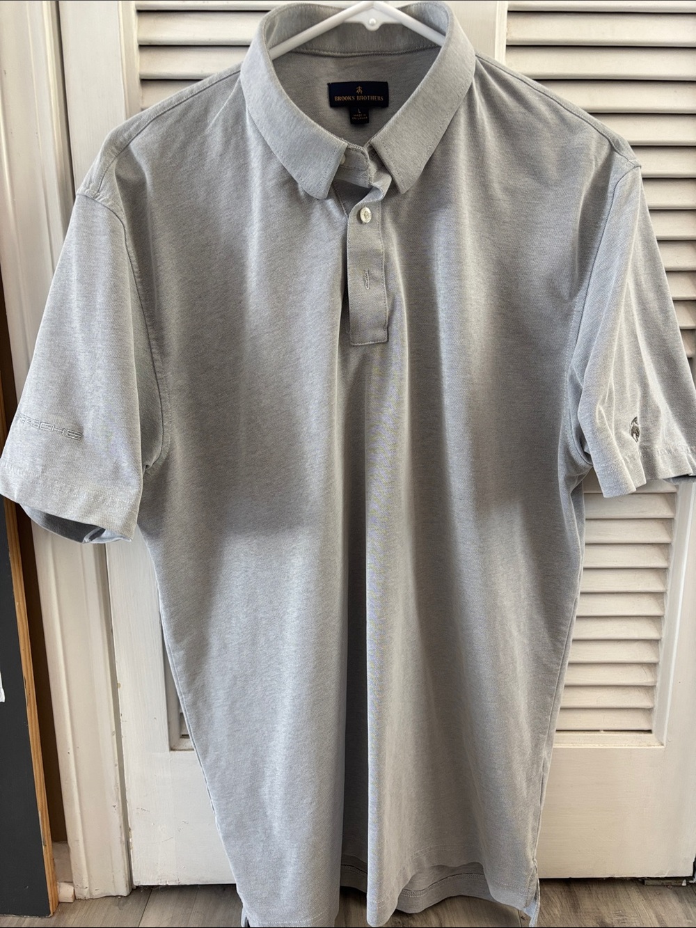 Brooks Brothers x Porsche Men's Light Gray Polo Shirt